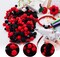 Pom Poms Set 460 PCS Red Crafts Fuzzy Balls with Glue Gun for Autumn Thanksgiving Christmas DIY Arts and Craft Making Decorations